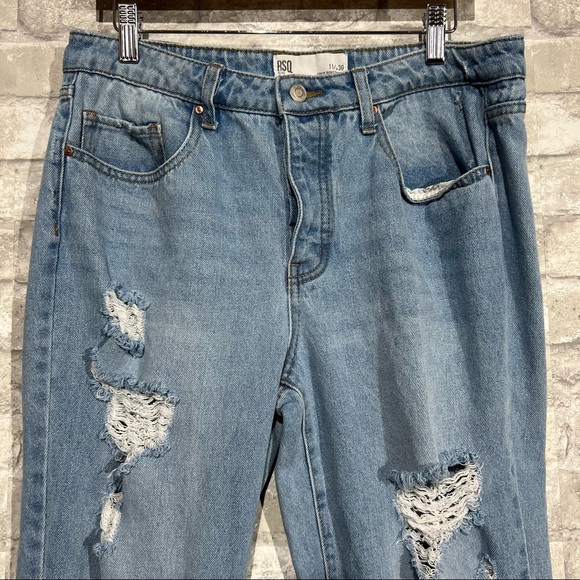 RSQ Jeans Womens 11/30 Soho Boyfriend Distressed Mom Jeans Button Fly Light Wash - Picture 3 of 9